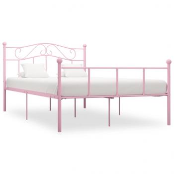 ARDEBO.de - Bettgestell Rosa Metall 160x200 cm