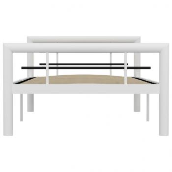 Bettgestell Weiß und Schwarz Metall 90×200 cm