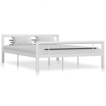 ARDEBO.de - Bettgestell Weiß und Schwarz Metall 120x200 cm