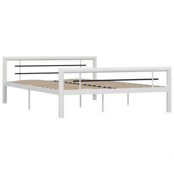Bettgestell Weiß und Schwarz Metall 120x200 cm