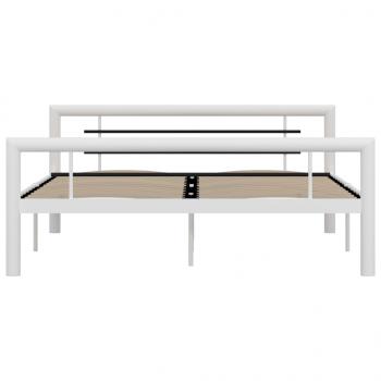 Bettgestell Weiß und Schwarz Metall 120x200 cm