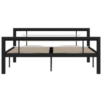 Bettgestell Schwarz und Weiß Metall 140×200 cm 