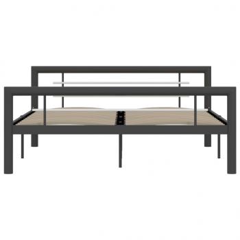 Bettgestell Grau und Weiß Metall 140 × 200 cm