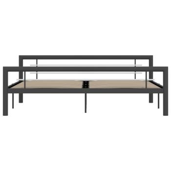 Bettgestell Grau und Weiß Metall 180 × 200 cm