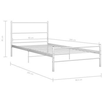 Bett Weiß Metall 90x200 cm