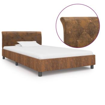 ARDEBO.de - Bettgestell Braun Wildleder-Optik 100 x 200 cm