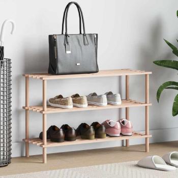 Schuhregal mit 3 Böden Massivholz Tanne