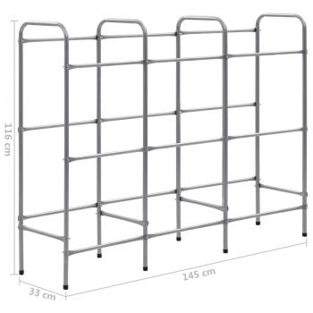 Kistenregal für 9 Kisten Silbern 145x33x116 cm Stahl