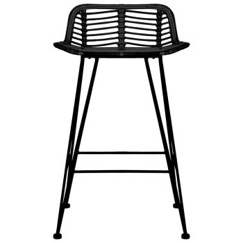Barhocker 2 Stk. Schwarz Rattan