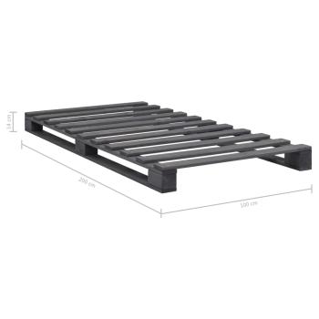 Palettenbett Grau Massivholz Kiefer 100×200 cm