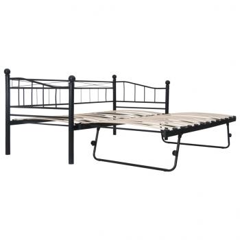ARDEBO.de - Bettgestell Schwarz Stahl 180×200/90×200 cm