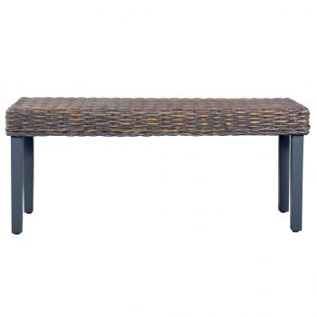 Sitzbank 110 cm Grau Natur Kubu-Rattan und Massivholz Mango