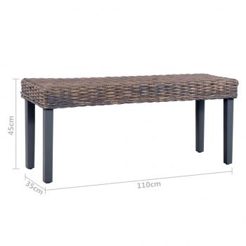 Sitzbank 110 cm Grau Natur Kubu-Rattan und Massivholz Mango