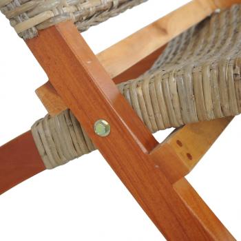 Relaxstuhl Natur Kubu-Rattan und Massivholz Mahagoni
