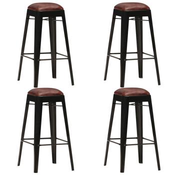 Barhocker 4 Stk. Schwarz Echtleder