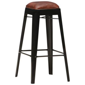 Barhocker 4 Stk. Schwarz Echtleder