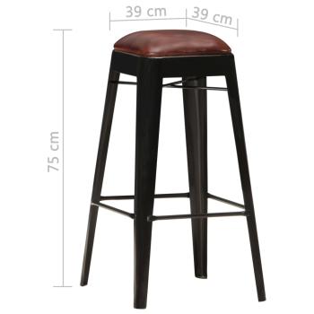 Barhocker 4 Stk. Schwarz Echtleder
