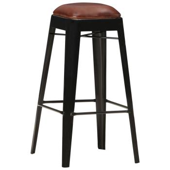 Barhocker 4 Stk. Schwarz Echtleder
