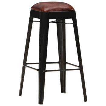 Barhocker 4 Stk. Schwarz Echtleder