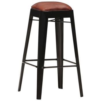 Barhocker 4 Stk. Schwarz Echtleder