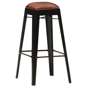 Barhocker 4 Stk. Schwarz Echtleder