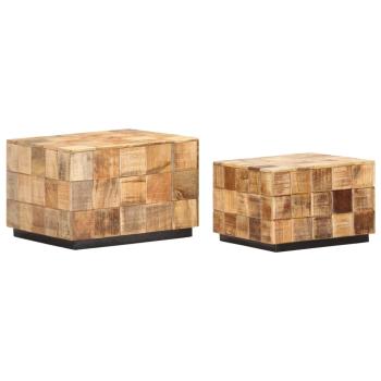 Couchtische 2 Stk. in Block-Design Raues Mango-Massivholz