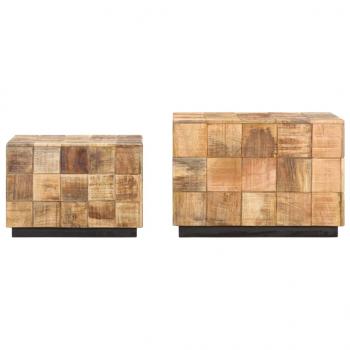Couchtische 2 Stk. in Block-Design Raues Mango-Massivholz