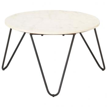 Couchtisch Weiß 65x65x42 cm Echtstein in Marmoroptik
