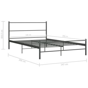 Bettgestell Grau Metall 140×200 cm