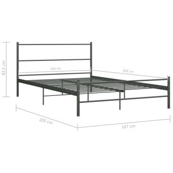 Bettgestell Grau Metall 160×200 cm