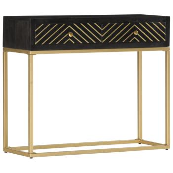 Konsolentisch Schwarz und Golden 90x30x75 cm Mango Massivholz