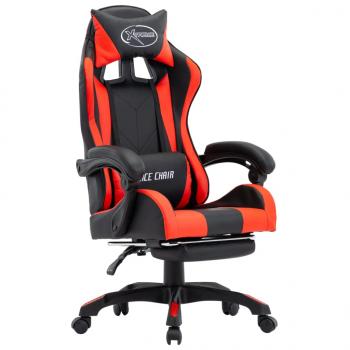 ARDEBO.de - Gaming-Stuhl mit Fußstütze Rot und Schwarz Kunstleder 