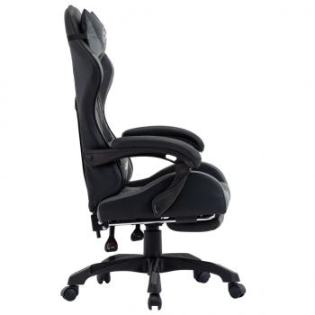Gaming-Stuhl mit Fußstütze Grau und Schwarz Kunstleder 
