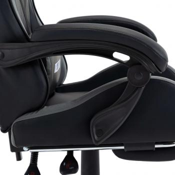 Gaming-Stuhl mit Fußstütze Grau und Schwarz Kunstleder 