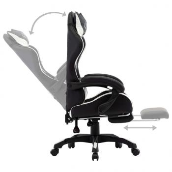 Gaming-Stuhl mit Fußstütze Weiß und Schwarz Kunstleder 