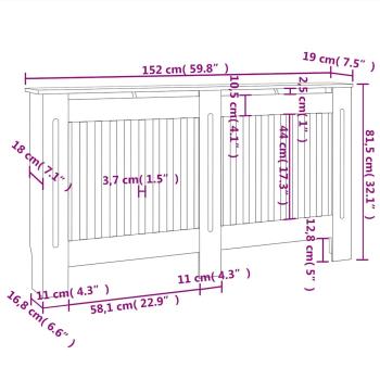 Heizkörperverkleidung Anthrazit 152x19x81,5 cm MDF