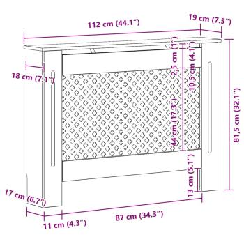Heizkörperverkleidung Schwarz 112x19x81,5 cm MDF