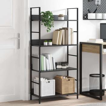 Bücherregal 4 Regalböden Schwarz 60×27,6×124,5 cm Holzwerkstoff