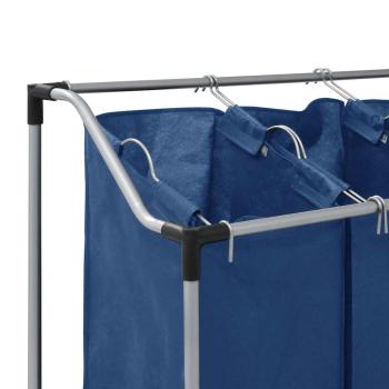 Wäschesortierer mit 3 Taschen Blau Stahl 
