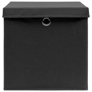 Aufbewahrungsboxen mit Deckeln 4 Stk. Schwarz 32x32x32 cm Stoff