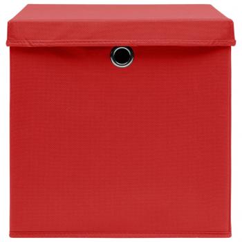 Aufbewahrungsboxen mit Deckeln 4 Stk. Rot 32x32x32 cm Stoff