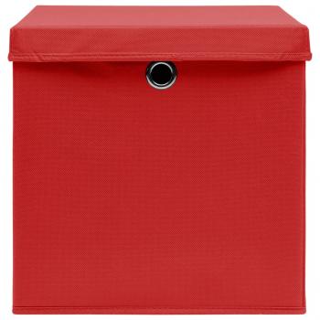 Aufbewahrungsboxen mit Deckeln 10 Stk. Rot 32x32x32 cm Stoff