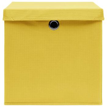 Aufbewahrungsboxen mit Deckeln 4 Stk. Gelb 32x32x32 cm Stoff