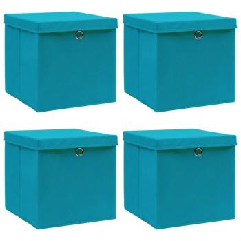 ARDEBO.de -  Aufbewahrungsboxen mit Deckeln 4 Stk. Babyblau 32x32x32cm Stoff