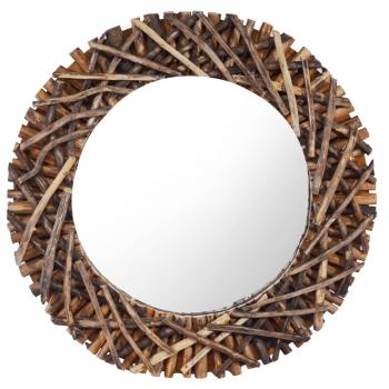 ARDEBO.de - Wandspiegel 60 cm Teak Rund