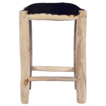 Barhocker Echtes Ziegenfell und Teak Massivholz 