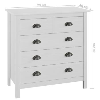 Sideboard Hill Weiß 79x40x80 cm Massivholz Kiefer