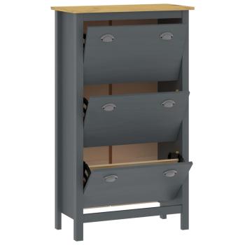 Schuhschrank Hill Grau 72x35x124 cm Massivholz Kiefer