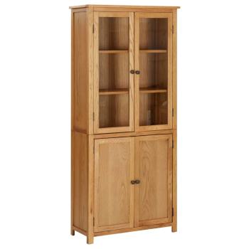 ARDEBO.de - Bücherschrank mit 4 Türen 90x35x200 cm Eiche Massivholz & Glas