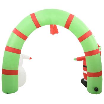 Aufblasbarer Weihnachtsmann und Schneemann Deko Bogen LED 223cm